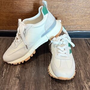 Somiliss White Leather Chunky Sneakers with Green Heel Accent Size 41 (9)
